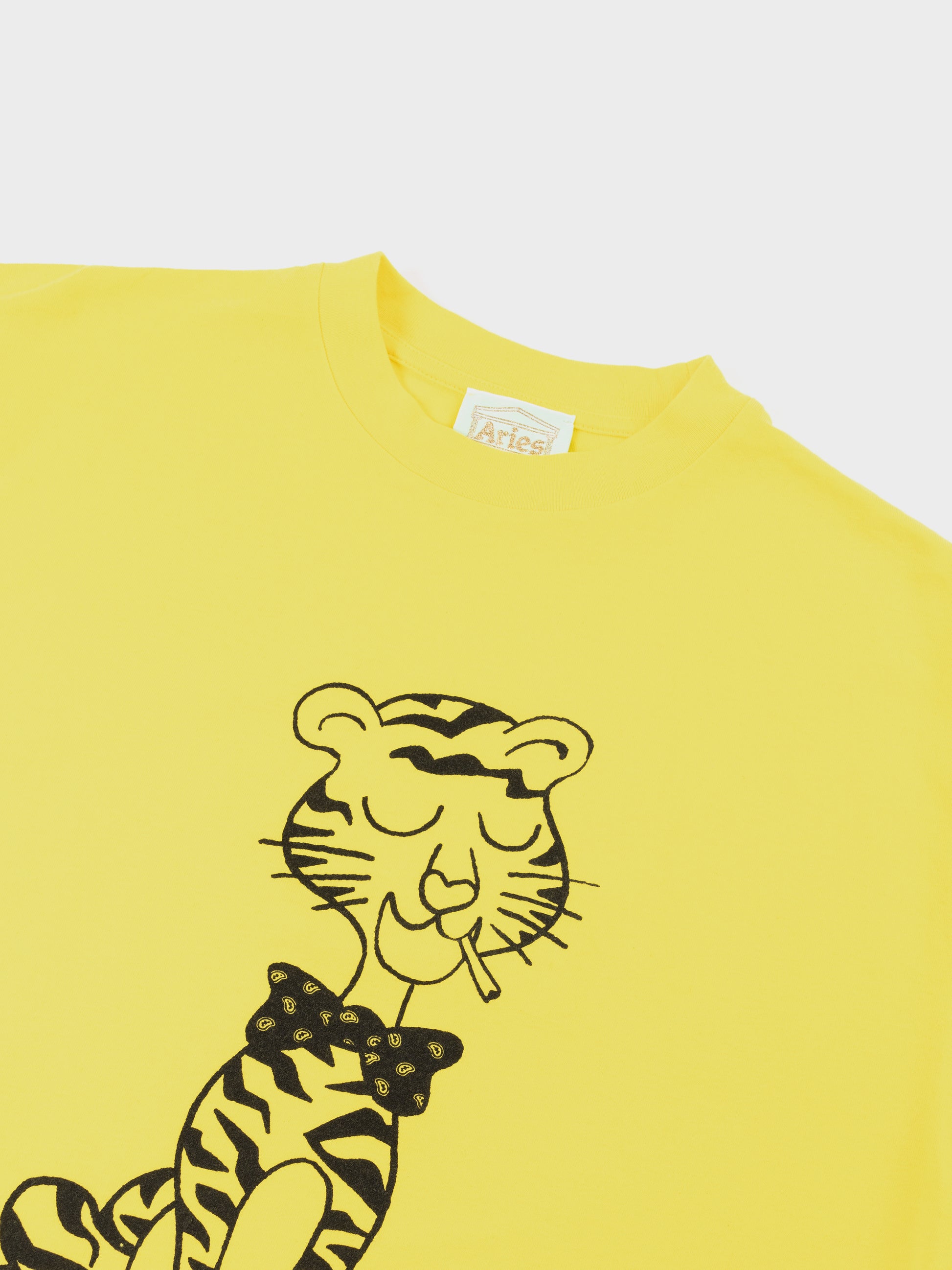 Aries Smoking Tiger SS T Shirt - Yellow