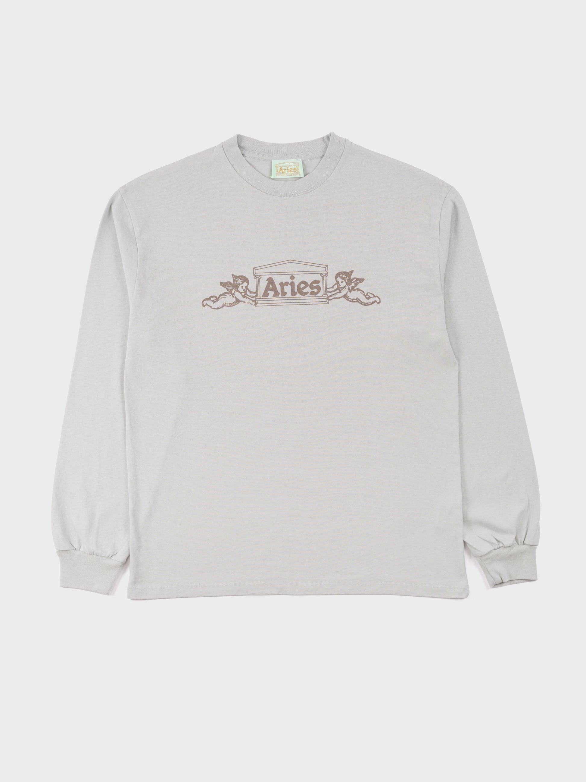 Aries Winged Temple LS T-Shirt - Grey