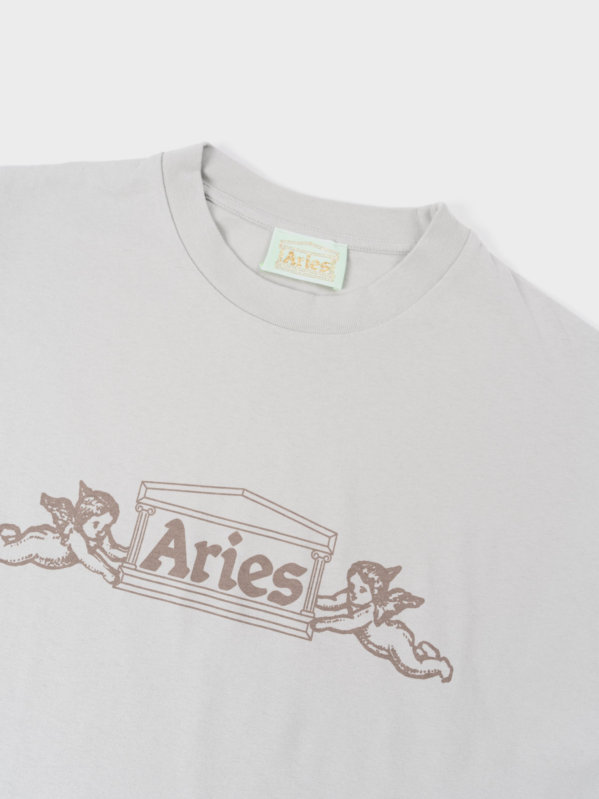 Aries Winged Temple LS T-Shirt - Grey