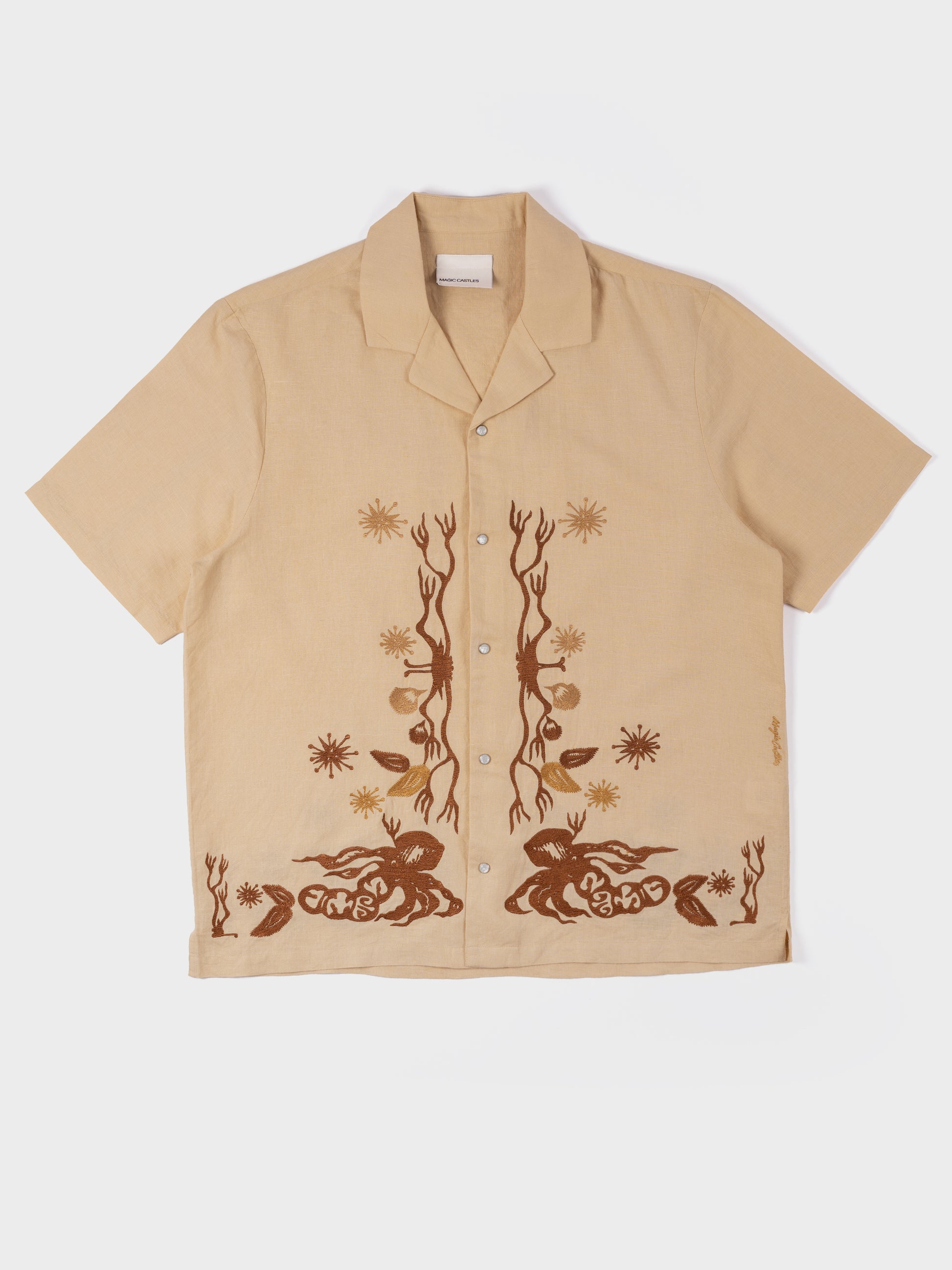 Magic Castles Wave Embroidered S/S Shirt - Ecru