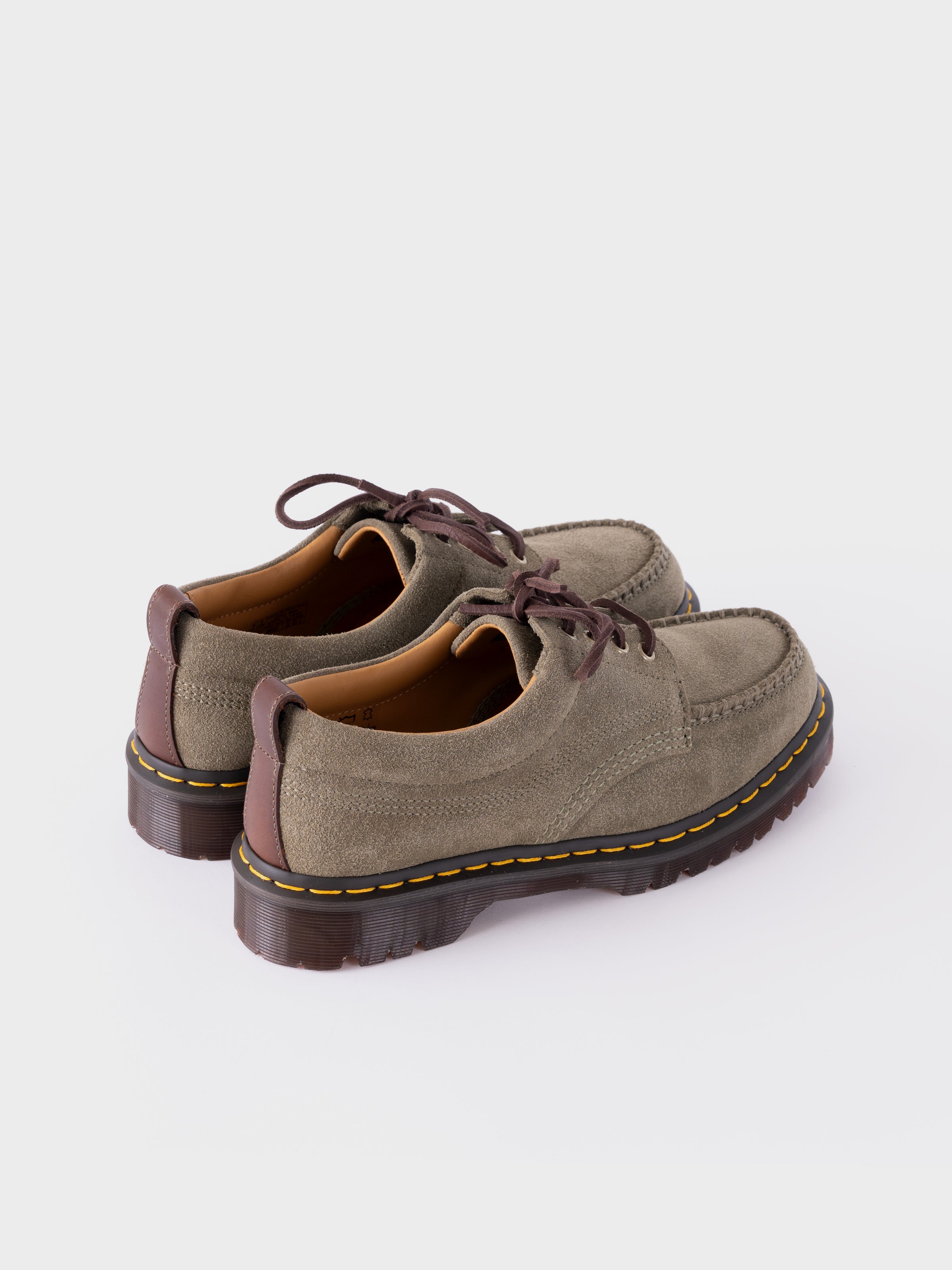 Dr Martens Lowell Suede Moc Toe - Olive/Dark Brown – Seven