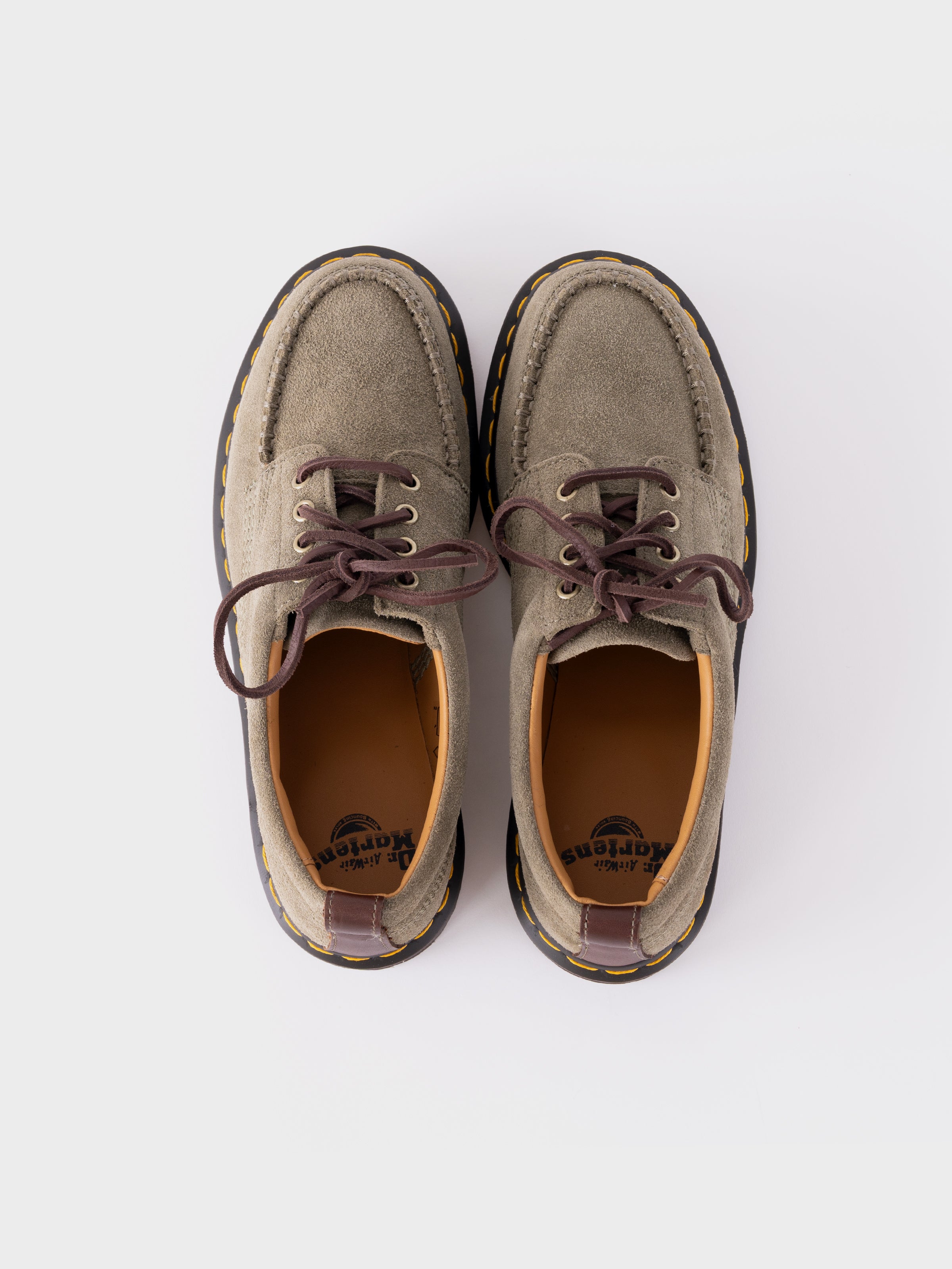 Dr Martens Lowell Suede Moc Toe - Olive/Dark Brown – Seven