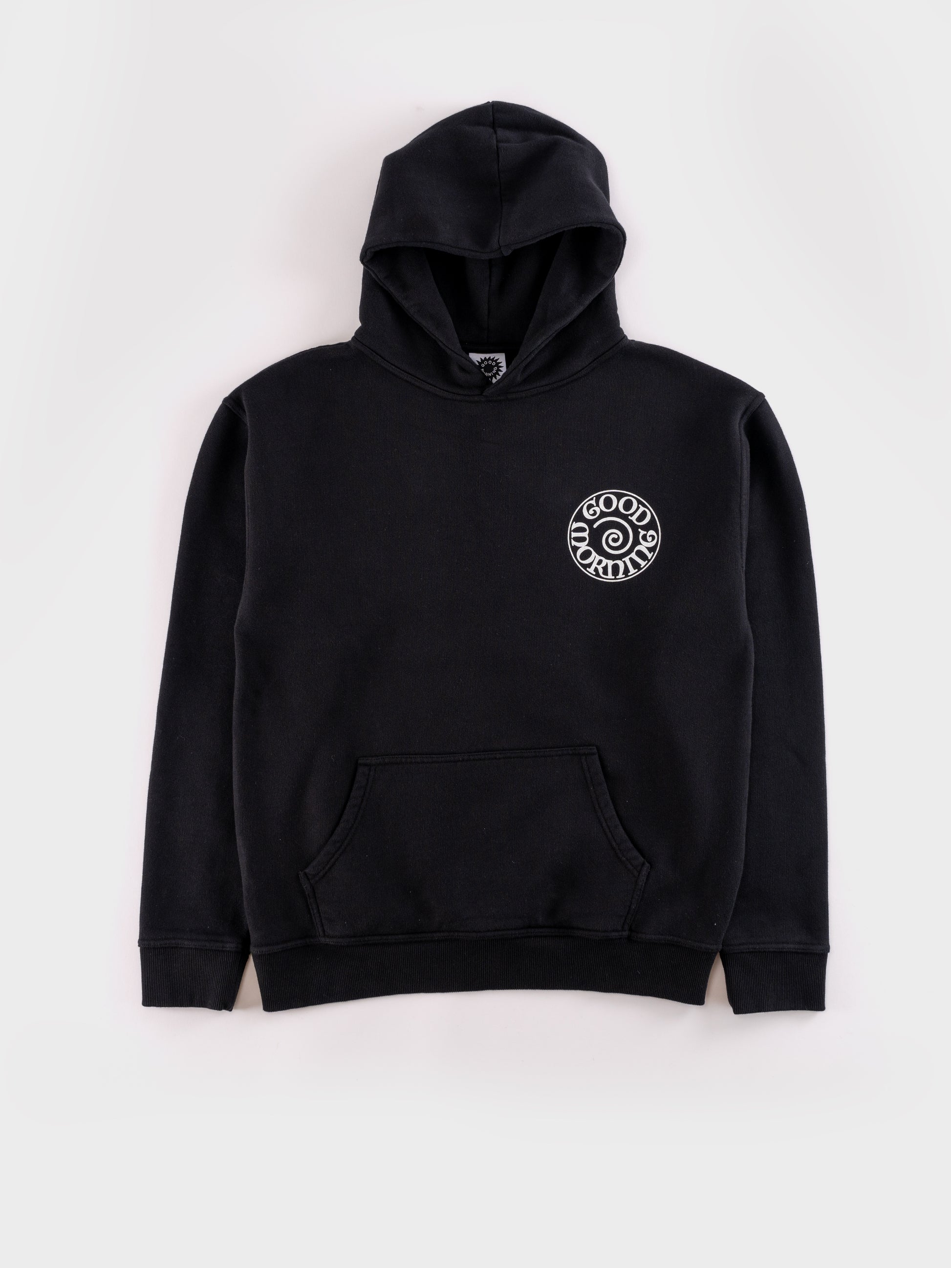 Good Morning Tapes Spiral Logo Fleece Hoodie - Black