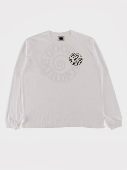 Good Morning Tapes Spiral Logo LS Tee - White – Seven Stones