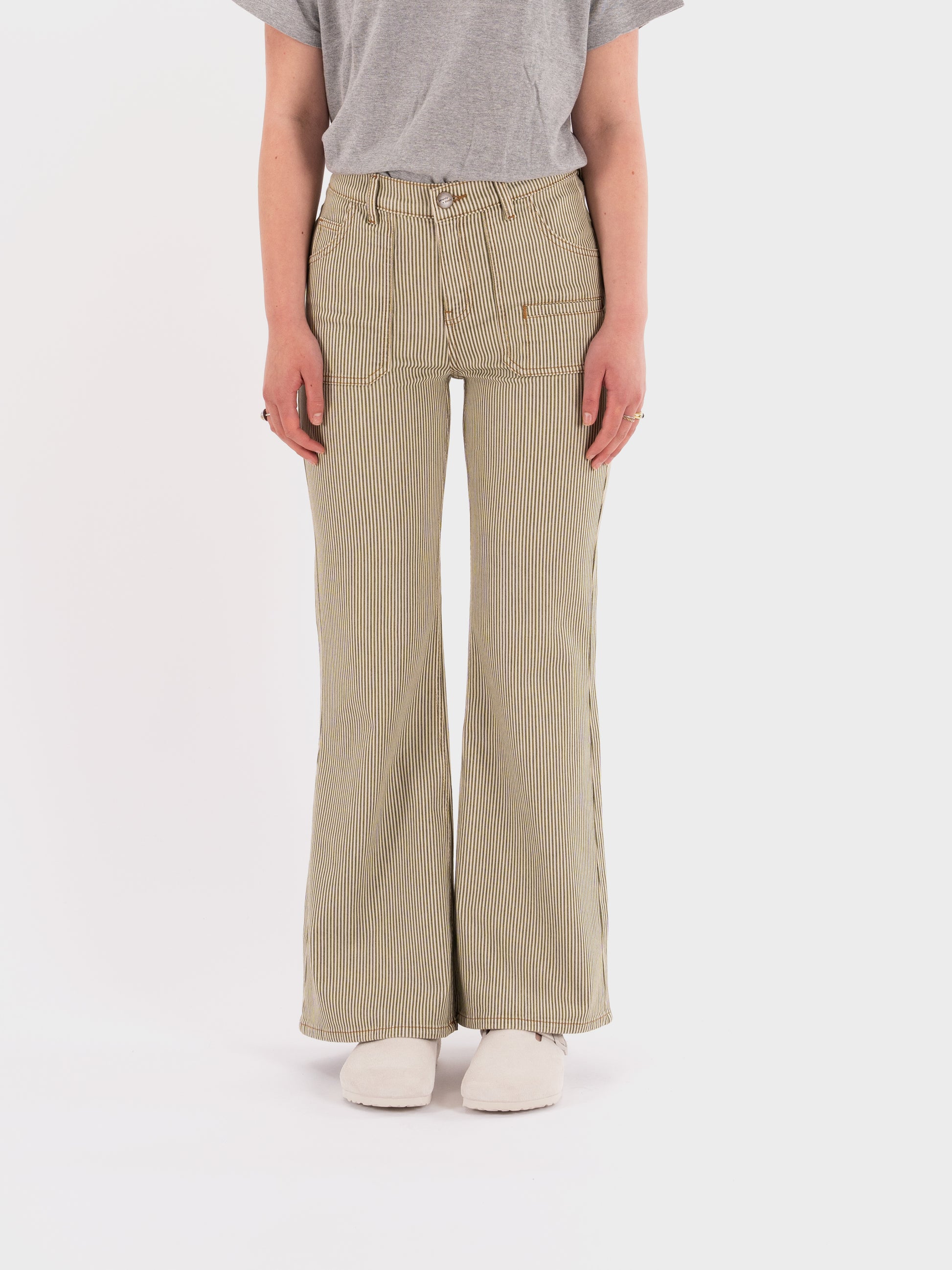 Seventy + Mochi Queenie Jean - Khaki Stripe