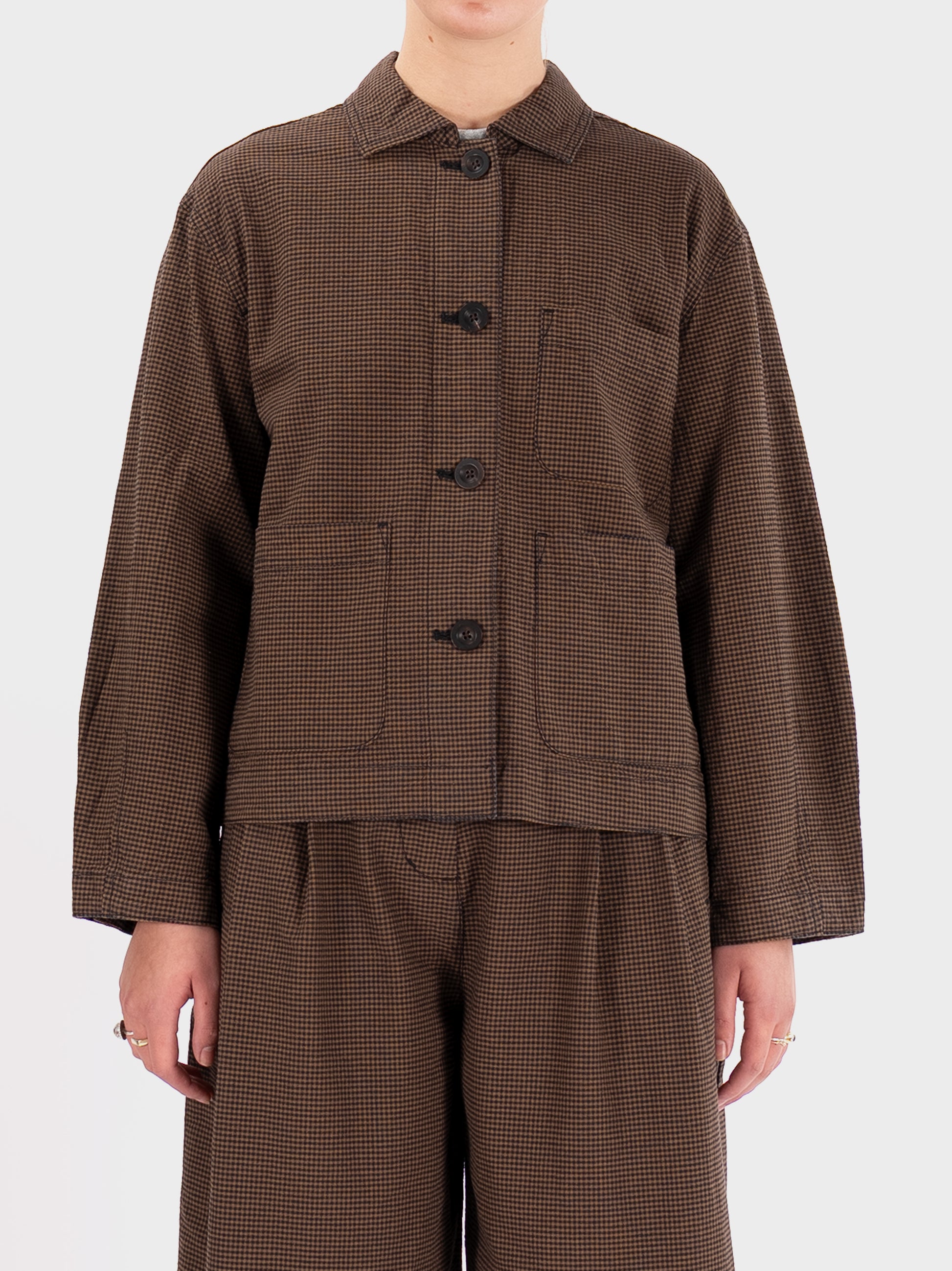 TOAST Birch Gingham Cotton Jacket - Burnt Umber