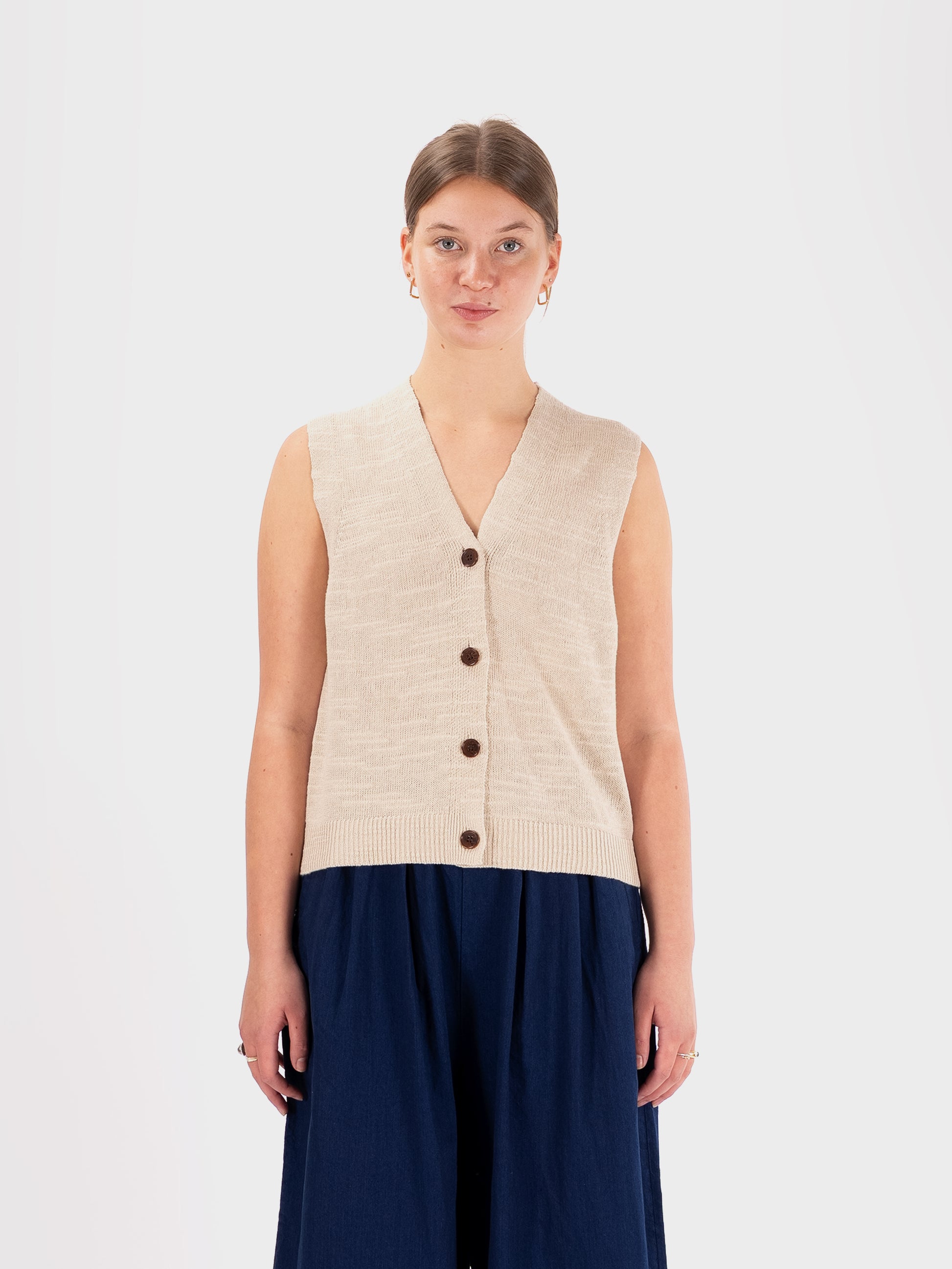 TOAST Fine Linen Cotton Knitted Tank - Parchment