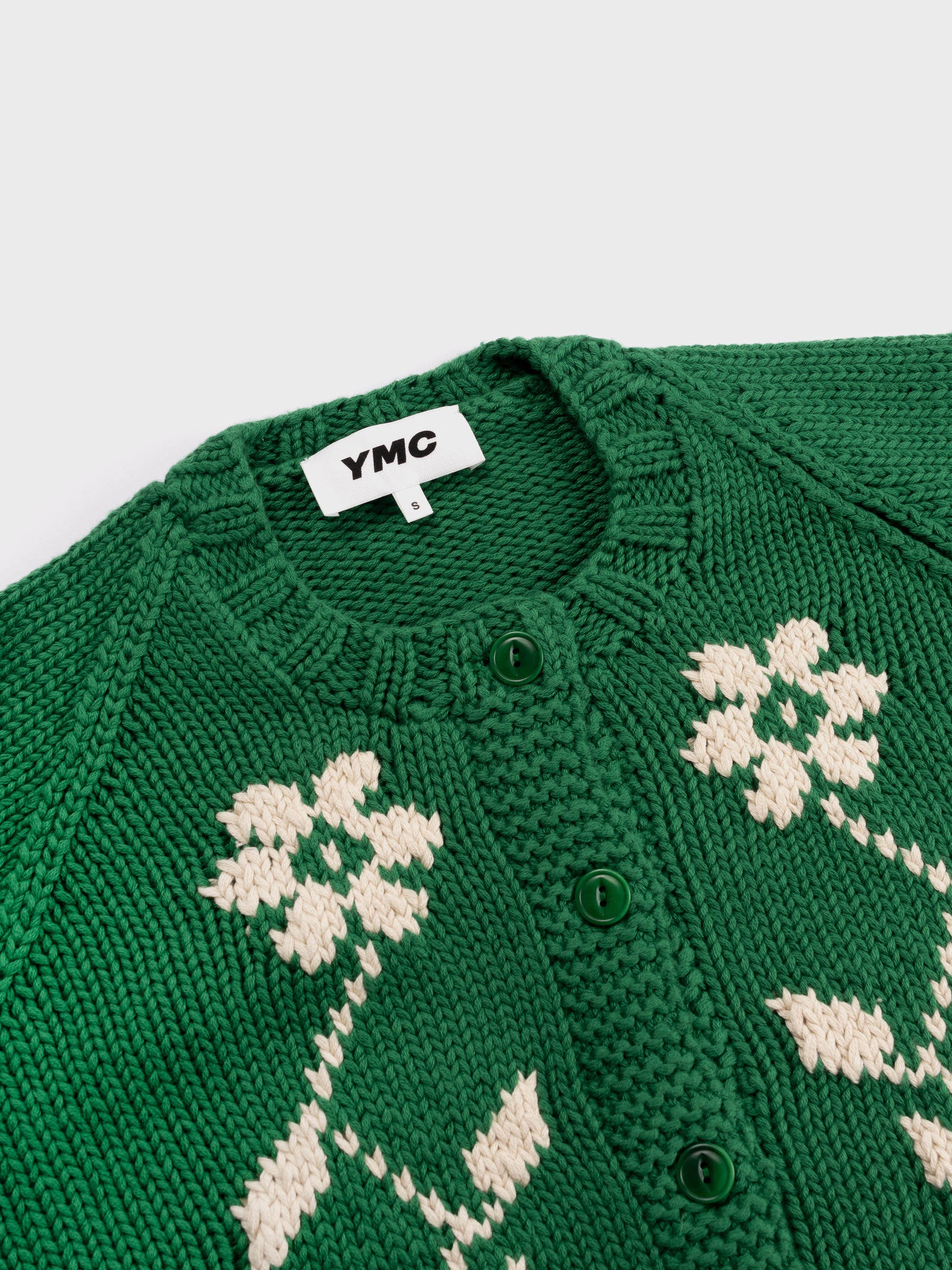 YMC Atomic Cardigan - Green/Ecru