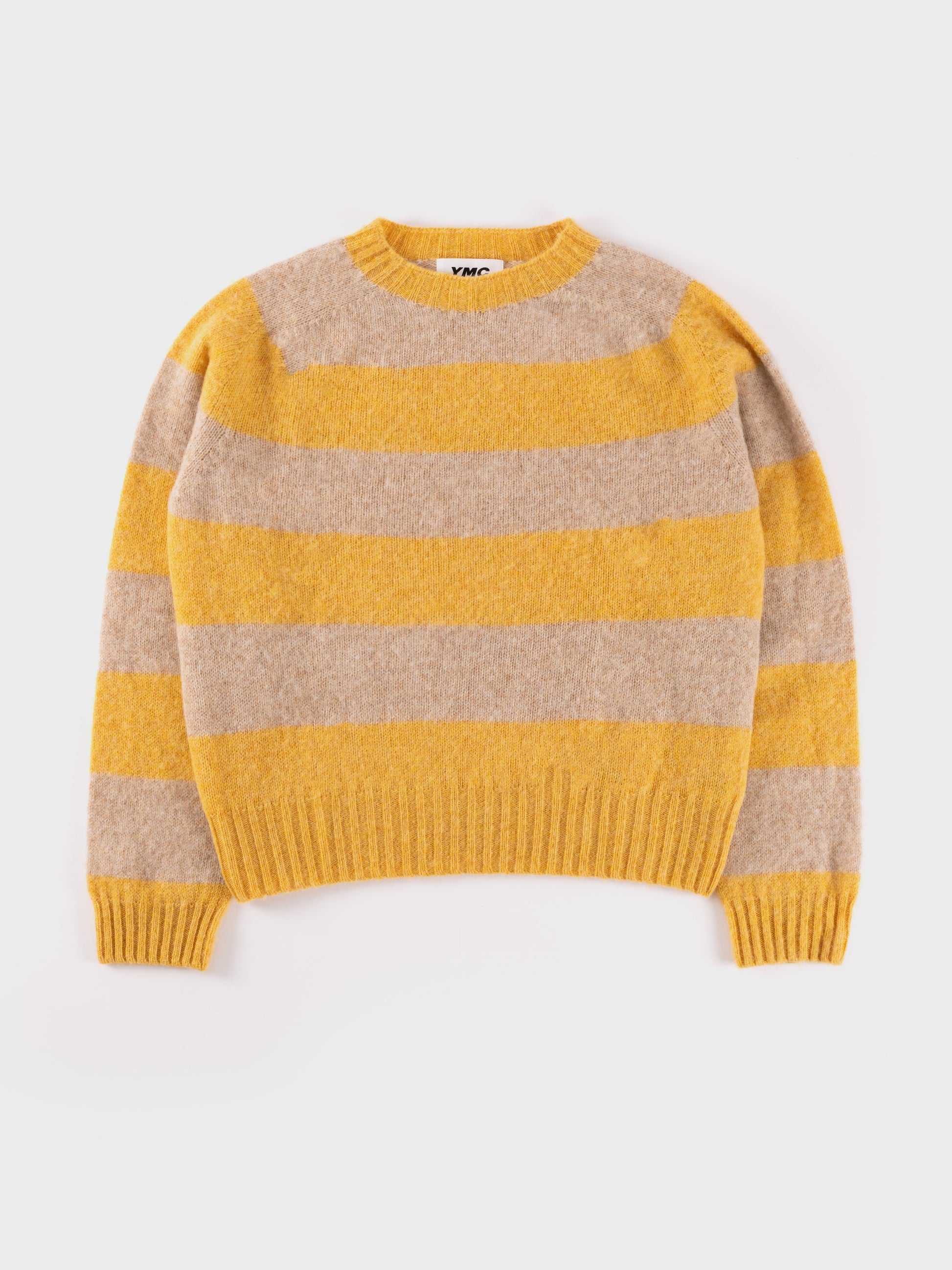 YMC Jets Checker Crew Knit - Ecru