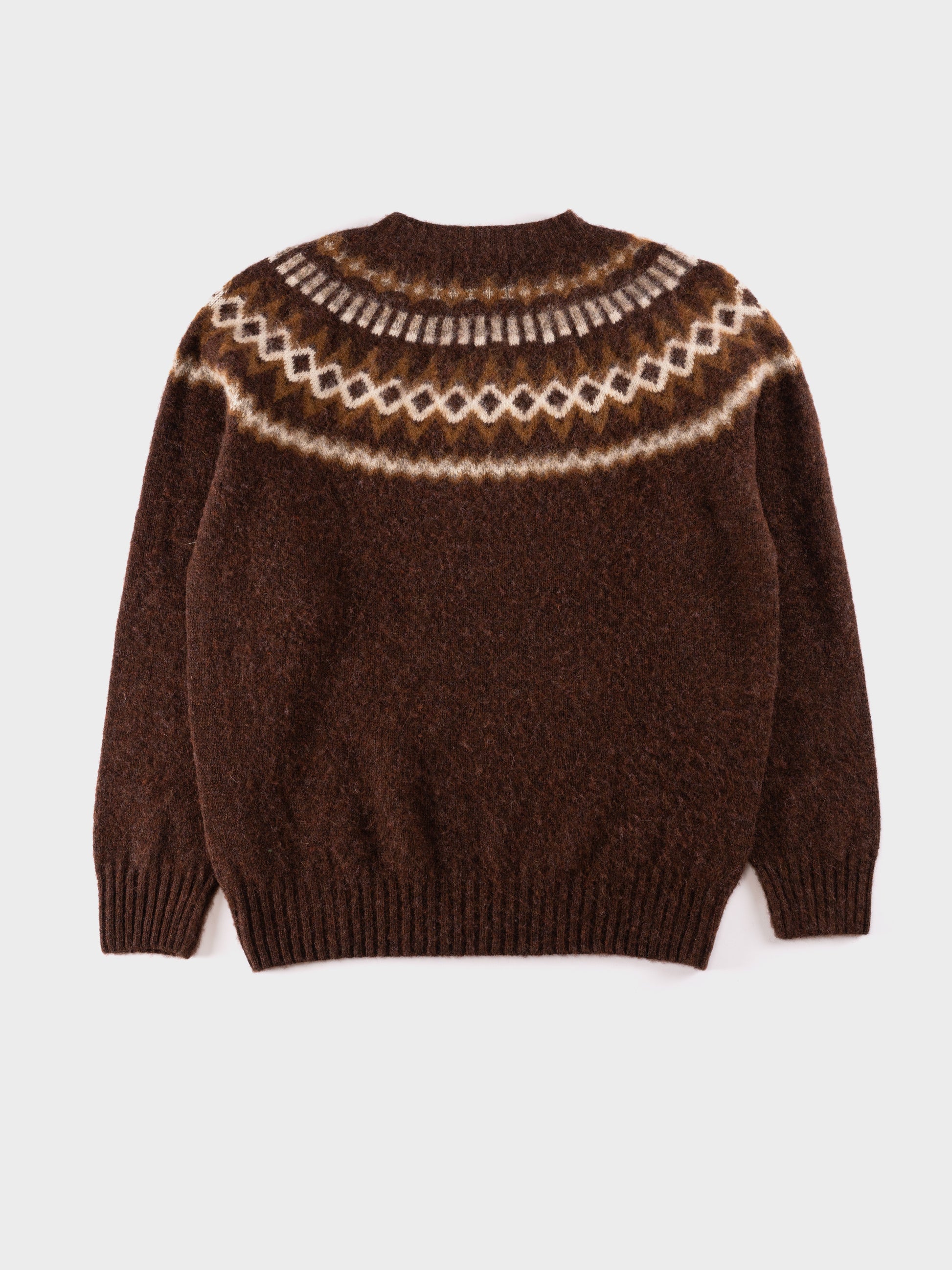 YMC Suedehead Fairisle Knit Crewneck - Brown Multi